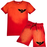 Kids Broken Soul Black Chenille T-Shirt and Cotton Shorts Set