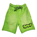Kids RAW Drip Lime Green Chenille Cotton Shorts
