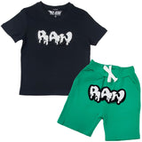 Kids RAW Drip White Chenille Crew Neck and Cotton Shorts Set