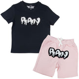 Kids RAW Drip White Chenille Crew Neck and Cotton Shorts Set