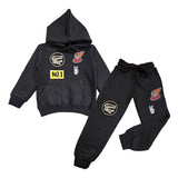 Kids Burning Rubber Embroidery Hoodie and Jogger Set