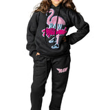 Kids Flamingo Chenille Hoodie and Jogger Set