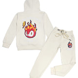 Kids The Original RAW White Flame Silicone Chenille Hoodie and Jogger Set
