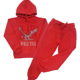 Kids RAW World Tour Red Bling Hoodie and RAW Wing Red Bling Jogger Set