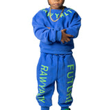 Kids RAWYALTY FUTURE Lime Green Puff Long Sleeve Shirt and Jogger Set