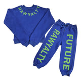 Kids RAWYALTY FUTURE Lime Green Puff Long Sleeve Shirt and Jogger Set