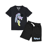 Kids Anti Social Sky Chenille T-Shirt and Raw Drip Sky Chenille Cotton Shorts Set