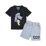 Kids Anti Social Sky Chenille T-Shirt and Raw Drip Sky Chenille Cotton Shorts Set