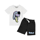Kids Anti Social Sky Chenille T-Shirt and Raw Drip Sky Chenille Cotton Shorts Set