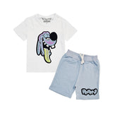 Kids Anti Social Sky Chenille T-Shirt and Raw Drip Sky Chenille Cotton Shorts Set