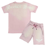 Kids Broken Soul White Chenille T-Shirt and Cotton Shorts Set