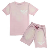 Kids Broken Soul White Chenille T-Shirt and Cotton Shorts Set