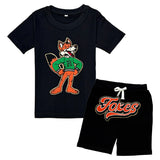 Kids Foxes Chenille T-Shirt and Cotton Shorts Set