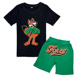 Kids Foxes Chenille T-Shirt and Cotton Shorts Set