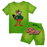 Kids Foxes Chenille T-Shirt and Cotton Shorts Set