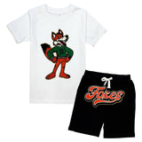 Kids Foxes Chenille T-Shirt and Cotton Shorts Set