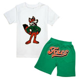 Kids Foxes Chenille T-Shirt and Cotton Shorts Set
