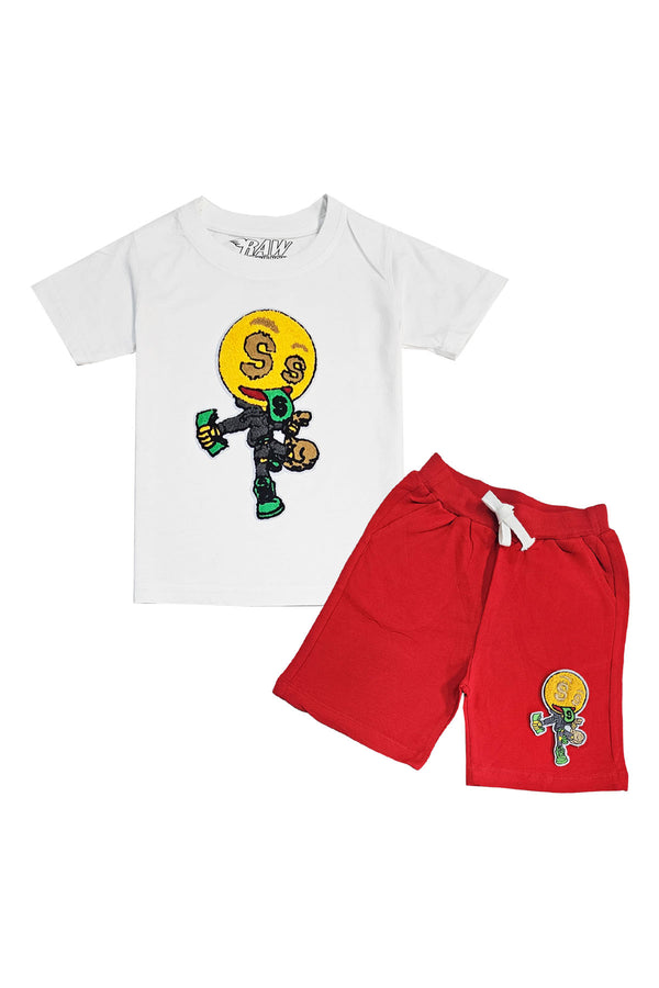 Kids Money Face Chenille T-Shirt and Cotton Shorts Set