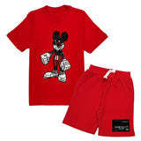Kids Mouse Robot T-Shirt and Rawyalty Patch Cotton Shorts Set