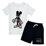 Kids Mouse Robot T-Shirt and Rawyalty Patch Cotton Shorts Set