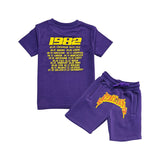 Kids Rebellion Puff Print Crew Neck T-Shirt and Cotton Shorts Set