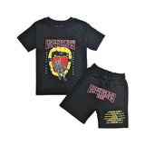 Kids Rawyalty Global Area Puff Print Crew Neck T-Shirt and Cotton Shorts Set
