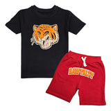 Kids Rawyalty Tiger Chenille T-Shirts and Cotton Shorts Set