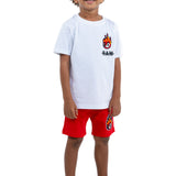 Kids The Original RAW Black Flame Silicone Chenille T-Shirt and Cotton Shorts Set