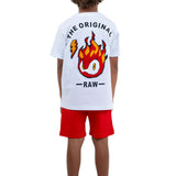 Kids The Original RAW Black Flame Silicone Chenille T-Shirt and Cotton Shorts Set