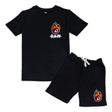 Kids The Original RAW White Flame Silicone Chenille T-Shirt and Cotton Shorts Set