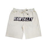 Men 004 RAWYALTY White 3D Embroidery Shorts