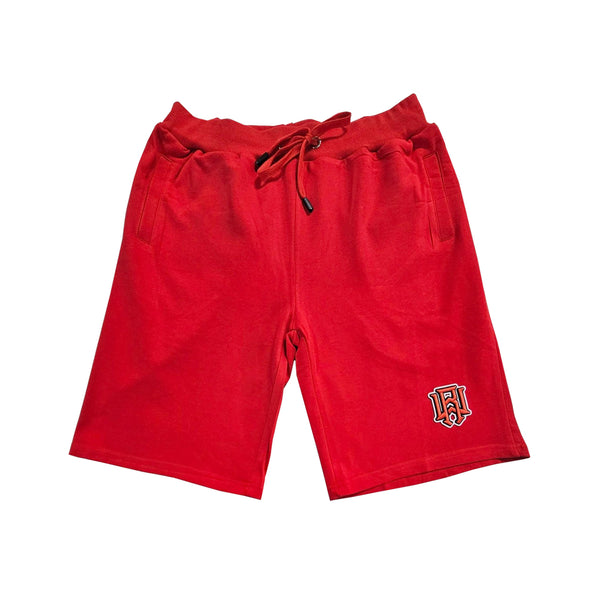 Men 3D Stitch Logo Red Embroidery Cotton Shorts - Rawyalty Clothing