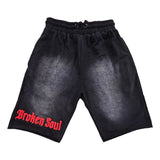 Men Broken Soul Try Me Chenille Cotton Shorts