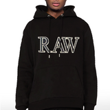 Men RAW 3D Black Chenille Hoodie