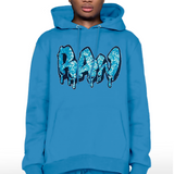 Men RAW Drip Aqua Bling Hoodie