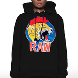 Men Red Mohawk Tiger Embroidery Patch Hoodie