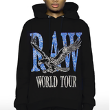 Men RAW World Tour Light Blue Bling Hoodie