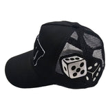 Men Rawyalty Black Chenille Dice Embroidery Hat