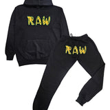 Men 003 RAW Green/Yellow 3D Embroidery Hoodie and Jogger Set