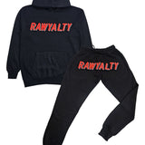 Men 004 RAWYALTY Red 3D Embroidery Hoodie and Jogger Set