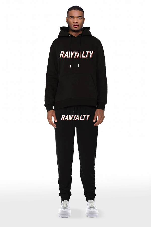 Men 004 RAWYALTY White 3D Embroidery Hoodie and Jogger Set
