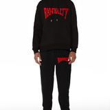 Men Rawyalty Red Chenille Hoodie and Joggers Set