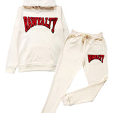 Men Rawyalty Red Chenille Hoodie and Joggers Set