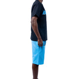 Men 004 RAWYALTY Carolina Blue 3D Embroidery T-Shirt and Cotton Shorts Set