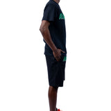 Men 004 RAWYALTY Green 3D Embroidery T-Shirt and Cotton Shorts Set