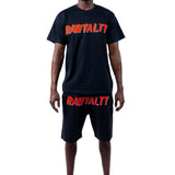 Men 004 RAWYALTY Red 3D Embroidery T-Shirt and Cotton Shorts Set
