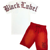 Men Black Label Red Bling Regular T-Shirt and Cotton Shorts Set