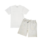 Men The Original -RAW- White Silicone Crew Neck T-Shirt and Cotton Shorts Set - Rawyalty Clothing