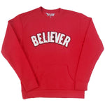 Men BELIEVER Chenille Long Sleeves - Red - Rawyalty Clothing