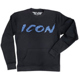 Cursive ICON Light Blue Bling Long Sleeves - Black - Rawyalty Clothing